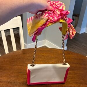Christian Louboutin authentic RARE bag - pink, yellow, white -vibrant bow handle